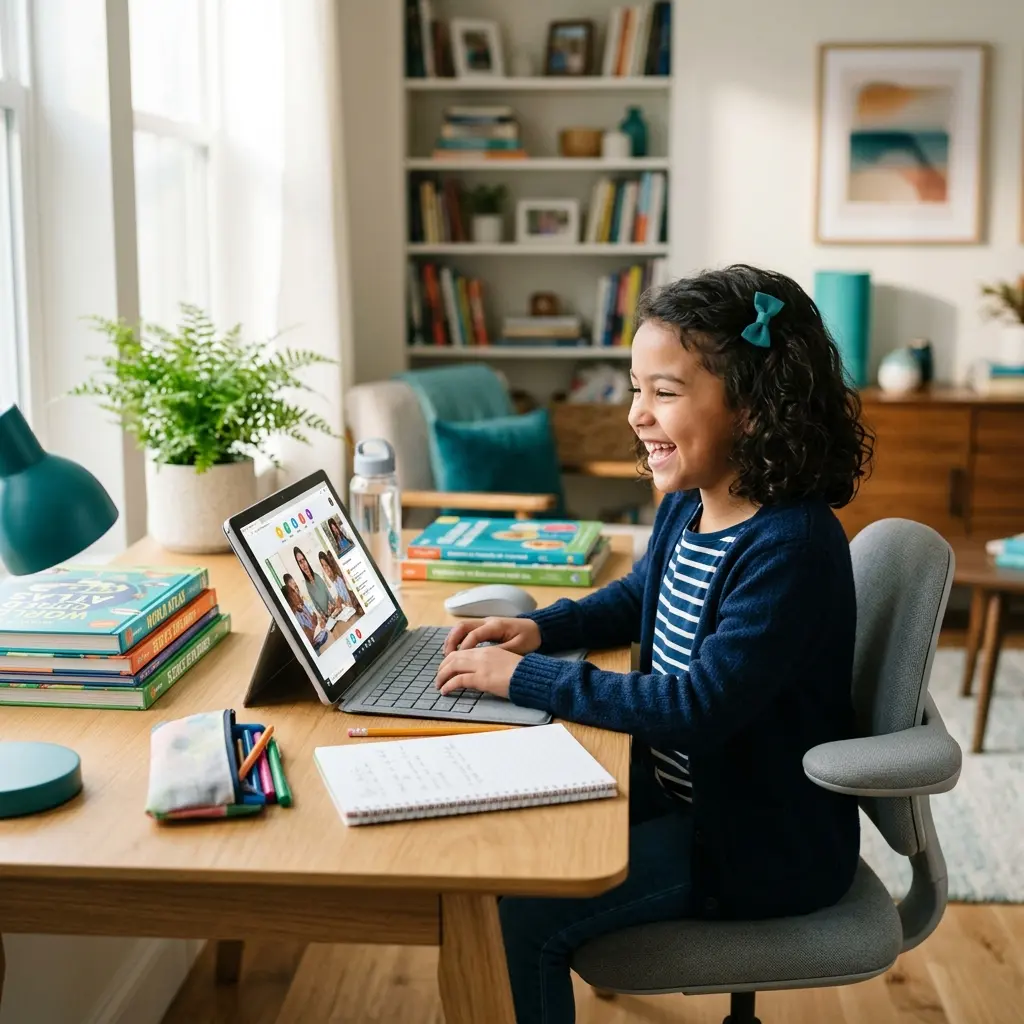 Child learning 11+ online